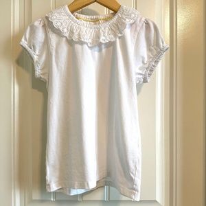 Mini Boden White Top with Broderie Collar size 8/9
